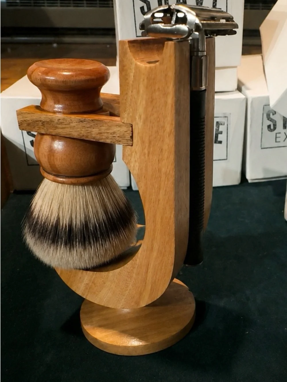 New Old Stock Shave Expert Wooden Shaving Stand